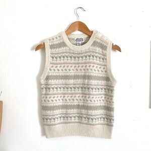 Vintage Cream and Pastel Sweater Vest